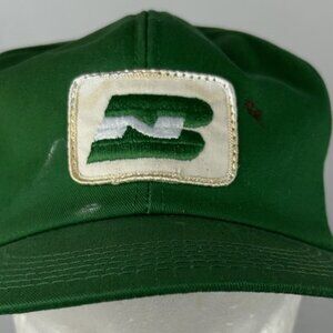 Vintage Burlington Northern Green Snapback Trucker Hat Cap Patch K Products USA